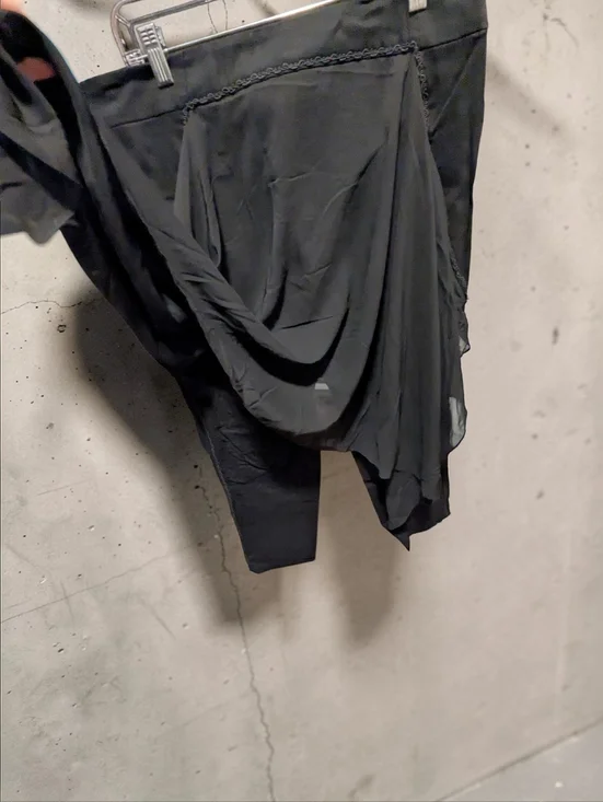 2X/XL Punk Rave Abso Vamp Black Velvet-Panel Skinny Pants with Sheer Drape - Picture 4 of 10